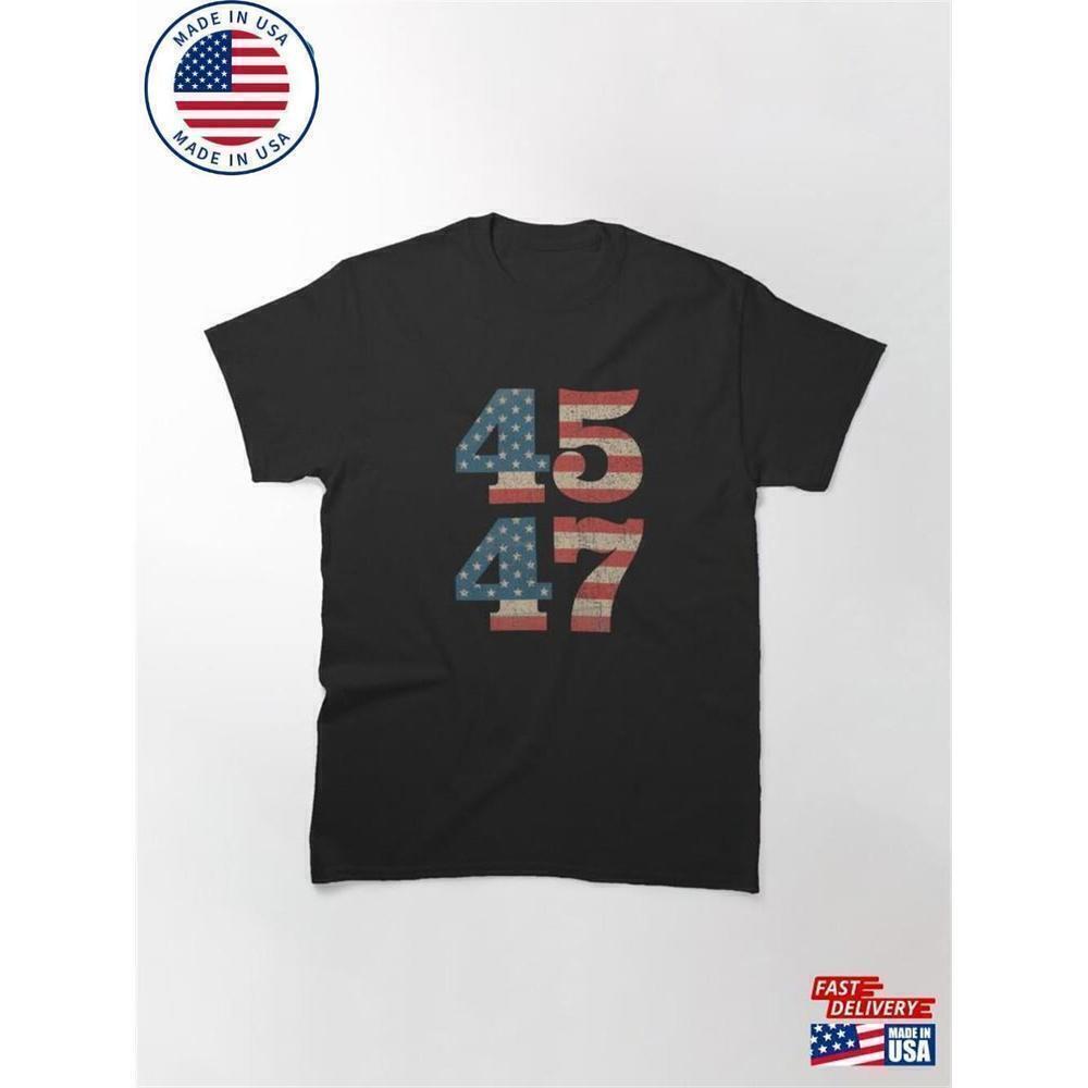 45 47 Trump 2024 USA American Flag Patriotic Election Graphic T-Shirt